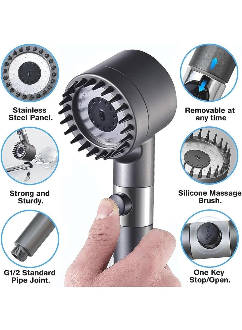 Eworld Handheld Filtered Massage Shower Head, Enjoy High Pressure, Impurity Removal, Hair Fall Prevention, and 3 Soothing Spray Modes. - Image 2